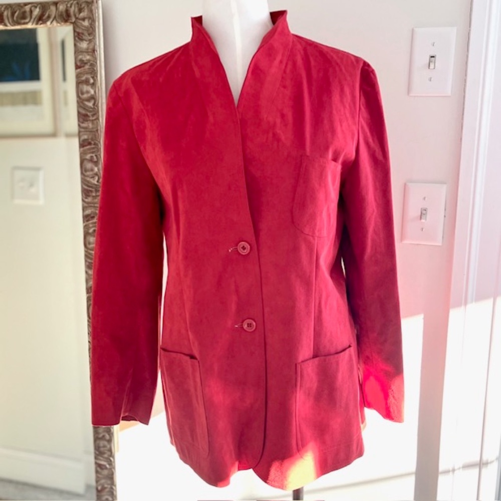 Halston Sportswear Ultra Suede Cherry Red Jacket Vintage